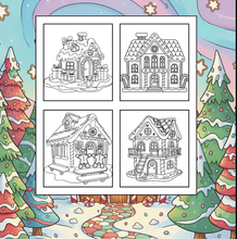Load image into Gallery viewer, Christmas Gingerbread House Coloring Book Cute Holiday Gingerbread Homes for Kids Teens Adults Easy Cozy Winter Coloring Pages
