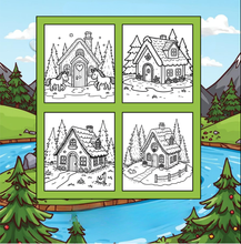 Load image into Gallery viewer, Christmas Gingerbread House Coloring Book Cute Holiday Gingerbread Homes for Kids Teens Adults Easy Cozy Winter Coloring Pages
