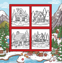 Load image into Gallery viewer, Christmas Gingerbread House Coloring Book Cute Holiday Gingerbread Homes for Kids Teens Adults Easy Cozy Winter Coloring Pages
