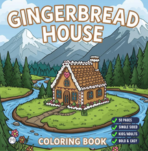 Load image into Gallery viewer, Christmas Gingerbread House Coloring Book Cute Holiday Gingerbread Homes for Kids Teens Adults Easy Cozy Winter Coloring Pages
