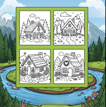 Load image into Gallery viewer, Christmas Gingerbread House Coloring Book Cute Holiday Gingerbread Homes for Kids Teens Adults Easy Cozy Winter Coloring Pages
