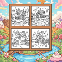 Load image into Gallery viewer, Christmas Gingerbread House Coloring Book Cute Holiday Gingerbread Homes for Kids Teens Adults Easy Cozy Winter Coloring Pages
