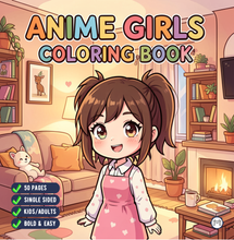 Load image into Gallery viewer, Kawaii Anime Girls Coloring Book for Kids Teens Adults – Cute Manga Characters Easy Japanese Scenes
