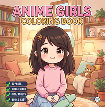 Load image into Gallery viewer, Kawaii Anime Girls Coloring Book for Kids Teens Adults – Cute Manga Characters Easy Japanese Scenes
