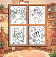 Load image into Gallery viewer, Kawaii Anime Girls Coloring Book for Kids Teens Adults – Cute Manga Characters Easy Japanese Scenes
