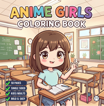 Load image into Gallery viewer, Kawaii Anime Girls Coloring Book for Kids Teens Adults – Cute Manga Characters Easy Japanese Scenes
