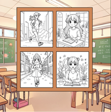 Load image into Gallery viewer, Kawaii Anime Girls Coloring Book for Kids Teens Adults – Cute Manga Characters Easy Japanese Scenes

