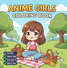 Load image into Gallery viewer, Kawaii Anime Girls Coloring Book for Kids Teens Adults – Cute Manga Characters Easy Japanese Scenes
