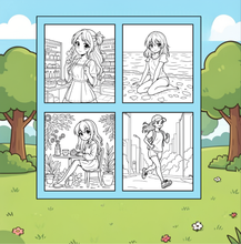 Load image into Gallery viewer, Kawaii Anime Girls Coloring Book for Kids Teens Adults – Cute Manga Characters Easy Japanese Scenes
