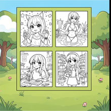 Load image into Gallery viewer, Kawaii Anime Girls Coloring Book for Kids Teens Adults – Cute Manga Characters Easy Japanese Scenes
