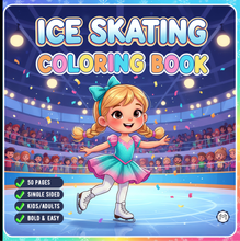 Load image into Gallery viewer, Ice Skating Coloring Book Kids Adults, Winter Sports Figure Skate Activity Coloring Pages, Gift for Skaters Hockey Fans
