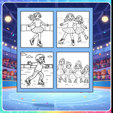 Load image into Gallery viewer, Ice Skating Coloring Book Kids Adults, Winter Sports Figure Skate Activity Coloring Pages, Gift for Skaters Hockey Fans
