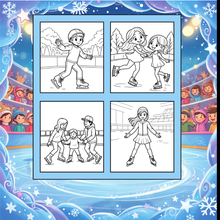 Load image into Gallery viewer, Ice Skating Coloring Book Kids Adults, Winter Sports Figure Skate Activity Coloring Pages, Gift for Skaters Hockey Fans
