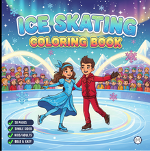 Load image into Gallery viewer, Ice Skating Coloring Book Kids Adults, Winter Sports Figure Skate Activity Coloring Pages, Gift for Skaters Hockey Fans

