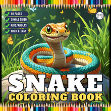 Load image into Gallery viewer, Funny Cute Snake Coloring Book for Kids Teens Adults Cool Reptile Designs Single Sided Pages Fun Stress Relief Activity
