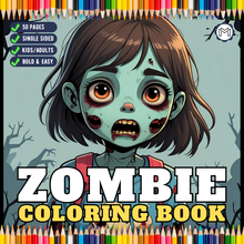 Load image into Gallery viewer, Creepy Cute Zombie Coloring Book for Kids Teens Spooky Halloween Activity Single Sided Pages Fun Horror Gift
