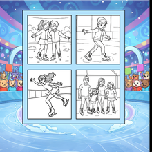 Load image into Gallery viewer, Ice Skating Coloring Book Kids Adults, Winter Sports Figure Skate Activity Coloring Pages, Gift for Skaters Hockey Fans
