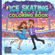 Load image into Gallery viewer, Ice Skating Coloring Book Kids Adults, Winter Sports Figure Skate Activity Coloring Pages, Gift for Skaters Hockey Fans
