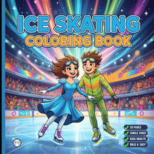 Load image into Gallery viewer, Ice Skating Coloring Book Kids Adults, Winter Sports Figure Skate Activity Coloring Pages, Gift for Skaters Hockey Fans
