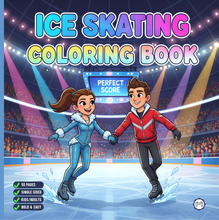 Load image into Gallery viewer, Ice Skating Coloring Book Kids Adults, Winter Sports Figure Skate Activity Coloring Pages, Gift for Skaters Hockey Fans
