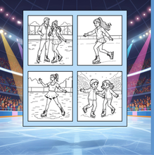 Load image into Gallery viewer, Ice Skating Coloring Book Kids Adults, Winter Sports Figure Skate Activity Coloring Pages, Gift for Skaters Hockey Fans
