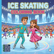 Load image into Gallery viewer, Ice Skating Coloring Book Kids Adults, Winter Sports Figure Skate Activity Coloring Pages, Gift for Skaters Hockey Fans
