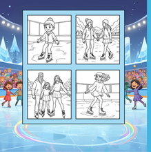 Load image into Gallery viewer, Ice Skating Coloring Book Kids Adults, Winter Sports Figure Skate Activity Coloring Pages, Gift for Skaters Hockey Fans
