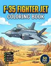 Load image into Gallery viewer, Military Jet Fighter Plane Coloring Book for Kids Adults Boys Girls: 50 Pages Single Sided F-35 Lightning Fighter Jet Airplane Coloring Book
