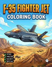Load image into Gallery viewer, Military Jet Fighter Plane Coloring Book for Kids Adults Boys Girls: 50 Pages Single Sided F-35 Lightning Fighter Jet Airplane Coloring Book
