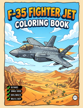 Load image into Gallery viewer, Military Jet Fighter Plane Coloring Book for Kids Adults Boys Girls: 50 Pages Single Sided F-35 Lightning Fighter Jet Airplane Coloring Book
