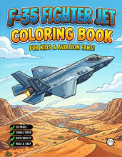 Load image into Gallery viewer, Military Jet Fighter Plane Coloring Book for Kids Adults Boys Girls: 50 Pages Single Sided F-35 Lightning Fighter Jet Airplane Coloring Book
