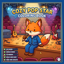 Load image into Gallery viewer, Cozy Pop Star Animal Coloring Book for Adults Kids Boys Girls Teens Bold and Easy Cool Pop Star Singer Animal Coloring Sheets for Children
