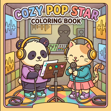 Load image into Gallery viewer, Cozy Pop Star Animal Coloring Book for Adults Kids Boys Girls Teens Bold and Easy Cool Pop Star Singer Animal Coloring Sheets for Children
