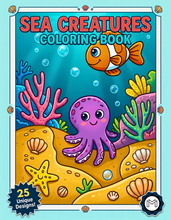 Load image into Gallery viewer, Cozy Cute Sea Creatures Coloring Book for Kids Adults Boys Girls Teens: Cool Underwater Animals Sea Ocean Fish Coloring Activity Book
