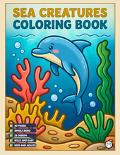 Load image into Gallery viewer, Cozy Cute Sea Creatures Coloring Book for Kids Adults Boys Girls Teens: Cool Underwater Animals Sea Ocean Fish Coloring Activity Book
