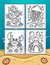 Load image into Gallery viewer, Cozy Cute Sea Creatures Coloring Book for Kids Adults Boys Girls Teens: Cool Underwater Animals Sea Ocean Fish Coloring Activity Book
