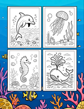 Load image into Gallery viewer, Cozy Cute Sea Creatures Coloring Book for Kids Adults Boys Girls Teens: Cool Underwater Animals Sea Ocean Fish Coloring Activity Book
