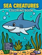 Load image into Gallery viewer, Cozy Cute Sea Creatures Coloring Book for Kids Adults Boys Girls Teens: Cool Underwater Animals Sea Ocean Fish Coloring Activity Book
