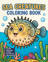 Load image into Gallery viewer, Cozy Cute Sea Creatures Coloring Book for Kids Adults Boys Girls Teens: Cool Underwater Animals Sea Ocean Fish Coloring Activity Book
