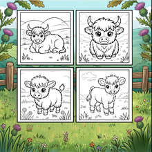 Load image into Gallery viewer, Highland Cow Coloring Book Gift for Adults Kids Boys Girls Teens: Single Sided Pages 25 Designs Cozy Cow Coloring Book for Children
