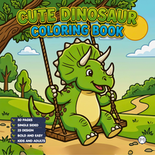 Load image into Gallery viewer, Cute Dinosaur Coloring Book Gift for Adults Kids Men Women Boys Girls Teens: Single Sided Dino Coloring Activity Sheets Book for Children

