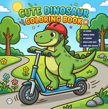 Load image into Gallery viewer, Cute Dinosaur Coloring Book Gift for Adults Kids Men Women Boys Girls Teens: Single Sided Dino Coloring Activity Sheets Book for Children
