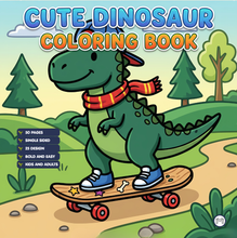 Load image into Gallery viewer, Cute Dinosaur Coloring Book Gift for Adults Kids Men Women Boys Girls Teens: Single Sided Dino Coloring Activity Sheets Book for Children
