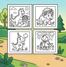 Load image into Gallery viewer, Cute Dinosaur Coloring Book Gift for Adults Kids Men Women Boys Girls Teens: Single Sided Dino Coloring Activity Sheets Book for Children
