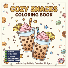 Load image into Gallery viewer, 50 Pages Cozy Snack Foodie Food Lover Coloring Book for Adults Kids Men Women Boys Girls Teens Youth: Simple Bold Easy Snack Coloring Book
