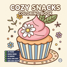 Load image into Gallery viewer, 50 Pages Cozy Snack Foodie Food Lover Coloring Book for Adults Kids Men Women Boys Girls Teens Youth: Simple Bold Easy Snack Coloring Book
