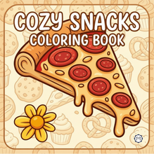 Load image into Gallery viewer, 50 Pages Cozy Snack Foodie Food Lover Coloring Book for Adults Kids Men Women Boys Girls Teens Youth: Simple Bold Easy Snack Coloring Book
