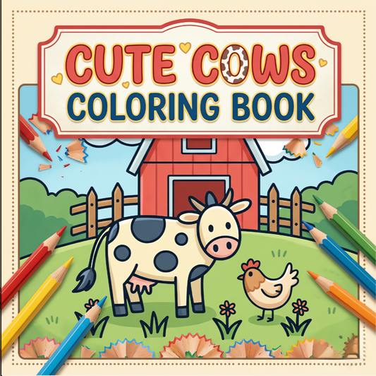 Cute Cow Coloring Book Gift for Adults Kids Boys Girls Teens: Single Sided Pages 25 Designs Cozy Cow Animal Coloring Book for Children