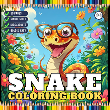 Load image into Gallery viewer, Funny Cute Snake Coloring Book for Kids Teens Adults Cool Reptile Designs Single Sided Pages Fun Stress Relief Activity

