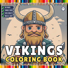 Load image into Gallery viewer, Cute Vikings Coloring Book for Kids Teens Adults Norse Warrior Mythology Single Sided Pages Fun Stress Relief Activity
